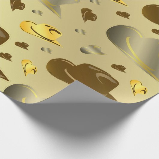 Muster kleiner Cowboy-Hüte in Brauntönen Geschenkpapier (Ecke)