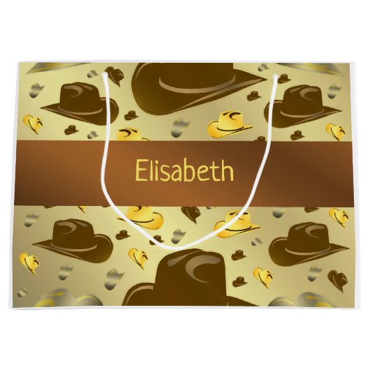 Muster kleiner Cowboy in braunen Tönen großes Gesc Große Geschenktüte (Vorderseite)