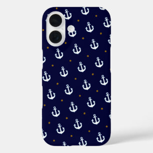 Muster kleiner weißer Anker iPhone 16 Hülle