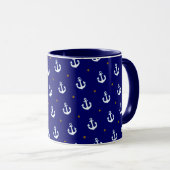Muster kleiner weißer Anker Tasse (VorderseiteRechts)