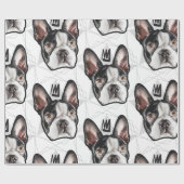 Muster König-Boston Terrier Geschenkpapier (Flach)