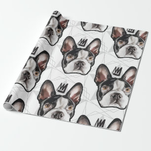 Muster König-Boston Terrier Geschenkpapier