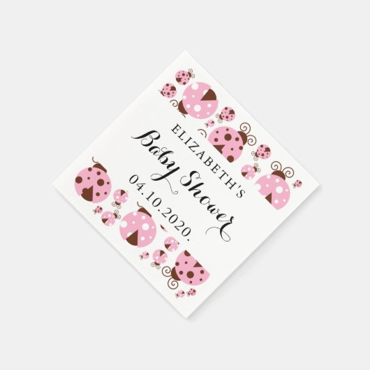 Muster Ladybugs, rosa Ladybugs, Babydusche Serviette (Ecke)