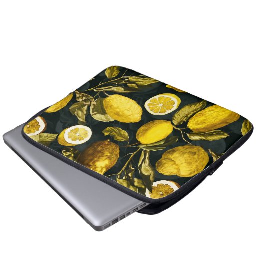 Muster Lemon und Leaf V Laptopschutzhülle (Vorne Knopf)