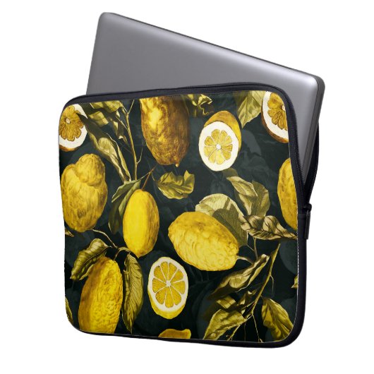 Muster Lemon und Leaf V Laptopschutzhülle (Vorderseite Links)