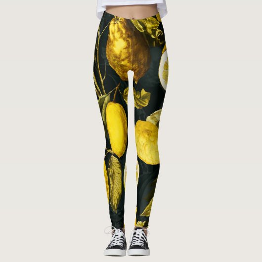 Muster Lemon und Leaf V Leggings (Vorderseite)