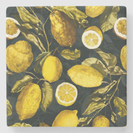 Muster Lemon und Leaf V Steinuntersetzer