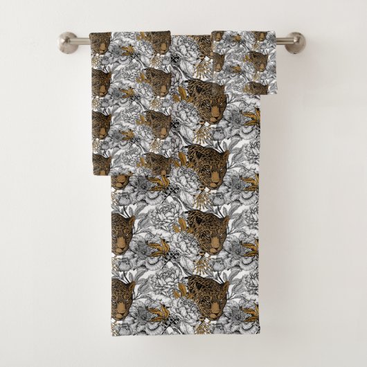 Muster Leopard & Peonies Badhandtuch Set (Insitu)