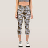 Muster Leopard & Peonies Capri Leggings (Vorderseite)
