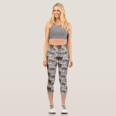 Muster Leopard & Peonies Capri Leggings (Vorderseite)