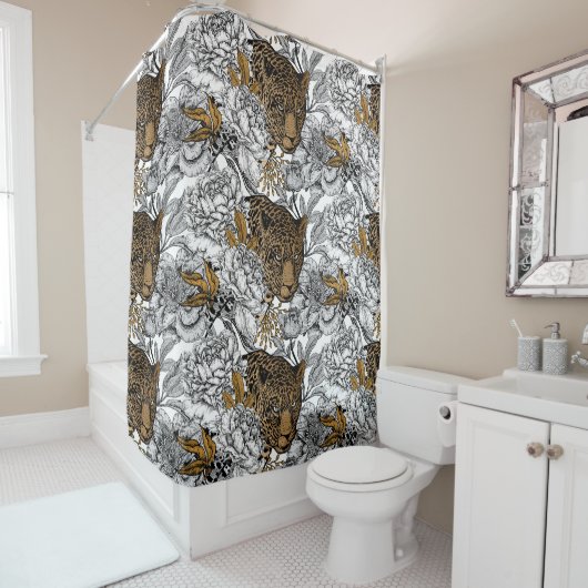 Muster Leopard & Peonies Duschvorhang (Beispiel)