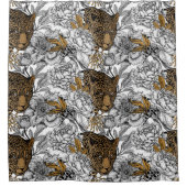 Muster Leopard & Peonies Duschvorhang (Vorderseite)