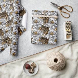 Muster Leopard & Peonies Geschenkpapier