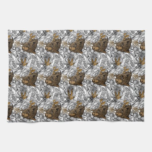 Muster Leopard & Peonies Geschirrtuch (Horizontal)