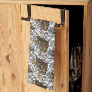 Muster Leopard & Peonies Geschirrtuch