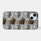 Muster Leopard & Peonies iPhone 15 Hülle (Rückseite (Horizontal))