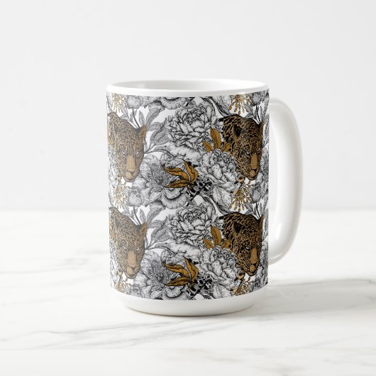 Muster Leopard & Peonies Kaffeetasse (VorderseiteRechts)