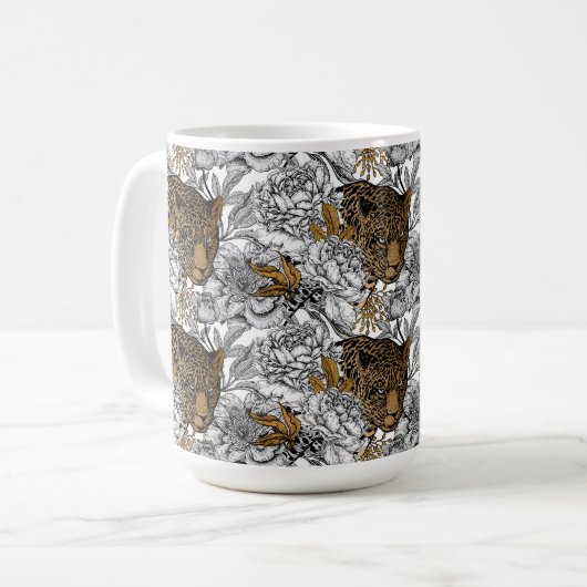 Muster Leopard & Peonies Kaffeetasse (Vorderseite Links)