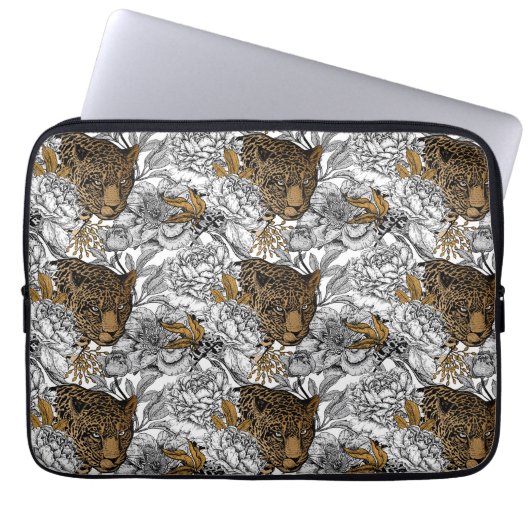 Muster Leopard & Peonies Laptopschutzhülle (Vorderseite)