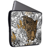 Muster Leopard & Peonies Laptopschutzhülle (Vorne Rechts)