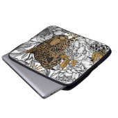 Muster Leopard & Peonies Laptopschutzhülle (Vorne Knopf)