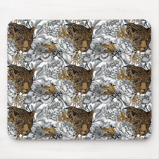 Muster Leopard & Peonies Mousepad (Vorne)