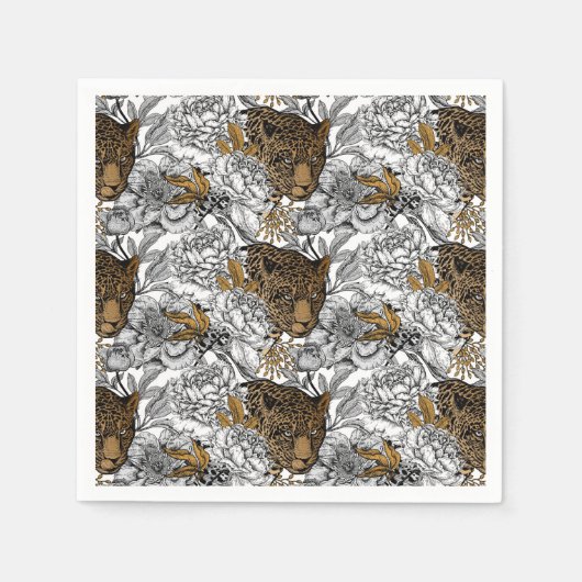 Muster Leopard & Peonies Serviette (Vorderseite)