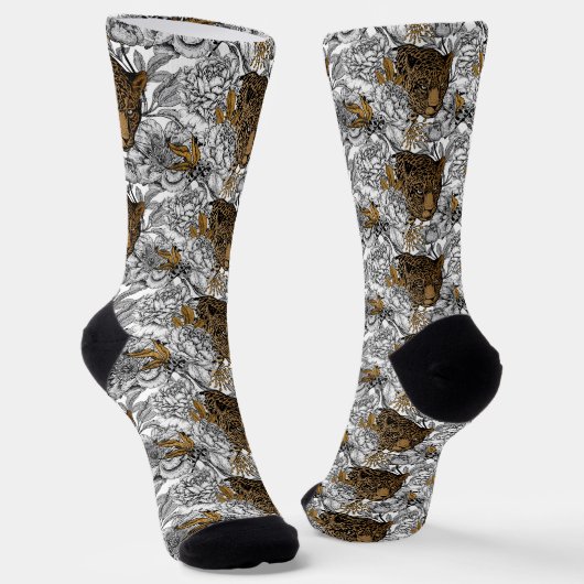 Muster Leopard & Peonies Socken (Gewinkelt)