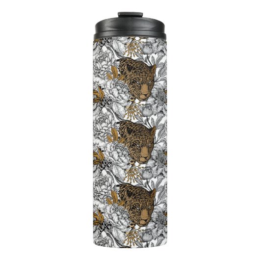 Muster Leopard & Peonies Thermosbecher (Vorderseite)