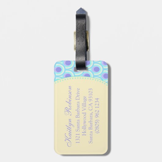 Muster lila blaue Gepäckmarke Gepäckanhänger (Rückseite vertikal)