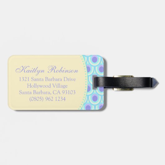 Muster lila blaue Gepäckmarke Gepäckanhänger (Rückseite horizontal)