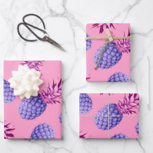 Muster Lilac & Pink Pineapples Geschenkpapier Set
