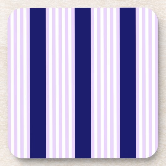 Muster Lilac und weiße Streifen mit marineblau Getränkeuntersetzer (Vorderseite)