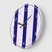 Muster Lilac und weiße Streifen mit marineblau Große Wanduhr (Winkel)