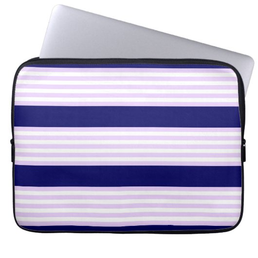 Muster Lilac und weiße Streifen mit marineblau Laptopschutzhülle (Vorderseite)