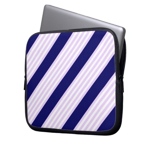 Muster Lilac und weiße Streifen mit marineblau Laptopschutzhülle (Vorderseite Links)