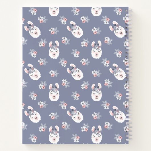 Muster Llamas & Blume Notizblock (Rückseite)