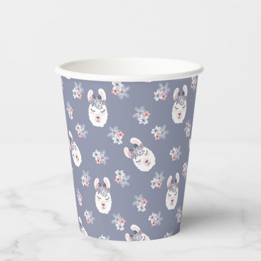 Muster Llamas & Blume Pappbecher (Vorderseite)