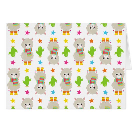 Muster Llamas, Niedlich Llamas, Alpacas, Kakteen (Vorderseite (Horizontal))