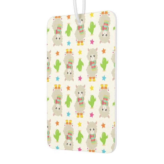 Muster Llamas, Niedlich Llamas, Alpacas, Kakteen Autolufterfrischer (Links)