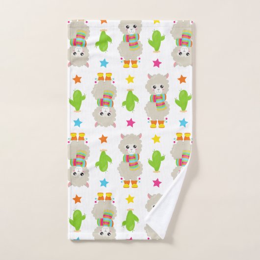 Muster Llamas, Niedlich Llamas, Alpacas, Kakteen Badhandtuch Set (Handtuch)