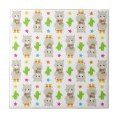 Muster Llamas, Niedlich Llamas, Alpacas, Kakteen Fliese (Vorderseite)