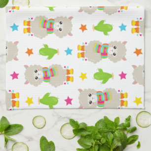 Muster Llamas, Niedlich Llamas, Alpacas, Kakteen Geschirrtuch