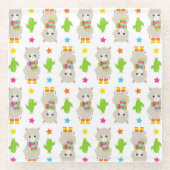 Muster Llamas, Niedlich Llamas, Alpacas, Kakteen Glasuntersetzer (Vorderseite)