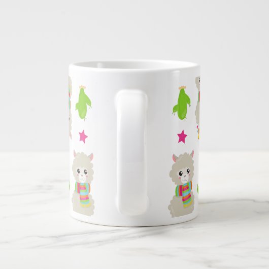 Muster Llamas, Niedlich Llamas, Alpacas, Kakteen Jumbo-Tasse (Rückseite)