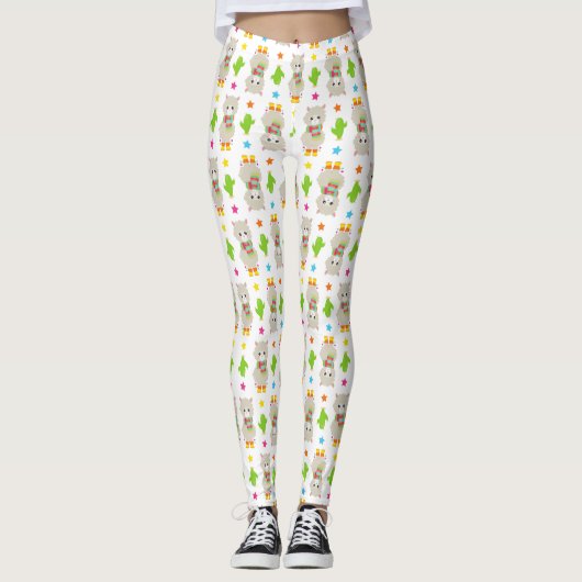 Muster Llamas, Niedlich Llamas, Alpacas, Kakteen Leggings (Vorderseite)