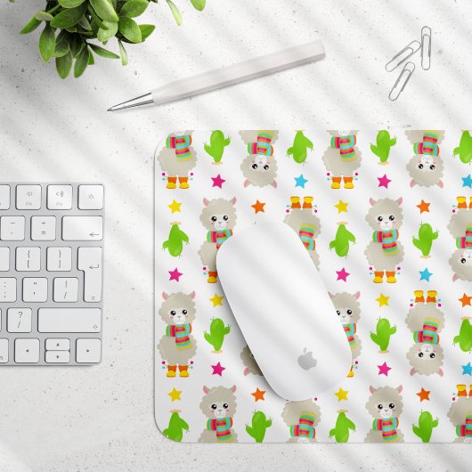 Muster Llamas, Niedlich Llamas, Alpacas, Kakteen Mousepad