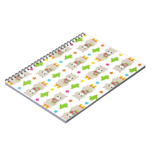 Muster Llamas, Niedlich Llamas, Alpacas, Kakteen Notizblock (Linke Seite)