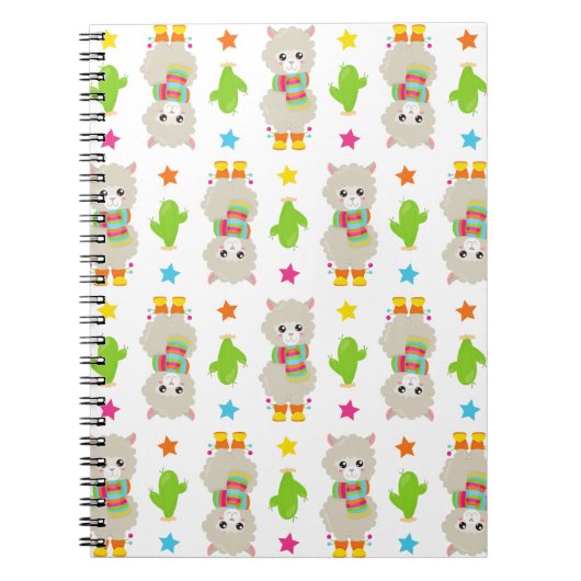 Muster Llamas, Niedlich Llamas, Alpacas, Kakteen Notizblock (Vorderseite)