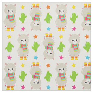 Muster Llamas, Niedlich Llamas, Alpacas, Kakteen Stoff